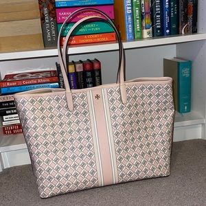 💕BRAND NEW Tory Burch Pink Geo Logo Tote